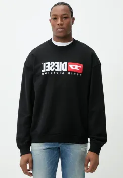 Diesel hanorac de bumbac S-BOXT-DIV SWEAT-SHIRT barbati, culoarea negru, cu imprimeu, A15753.0GEAD imagine