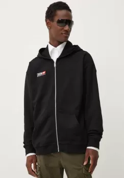 Diesel hanorac de bumbac S-BOXT-HOOD-ZIP-DIV barbati, culoarea negru, cu gluga, cu imprimeu, A14946.0GEAD imagine
