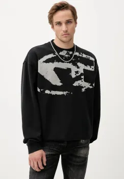 Diesel hanorac de bumbac S-BOXT-N5 culoarea negru, cu imprimeu, A13051.0DQAK imagine