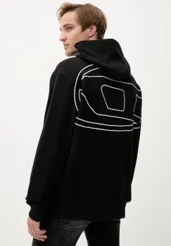 Diesel hanorac de bumbac S-MACS-HOOD-MEGOVAL-D culoarea negru, cu gluga, cu imprimeu, A11304.0GYCJ imagine