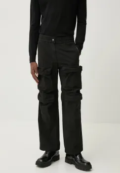 Diesel pantaloni de bumbac P-DANZEL culoarea negru, cu fitcargo, A14759.0SKAE imagine