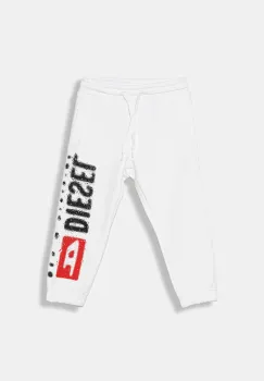 Diesel pantaloni de trening din bumbac pentru copii PANTLI TROUSERS culoarea alb, cu imprimeu, J02445 imagine