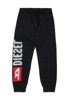 Diesel pantaloni de trening din bumbac pentru copii PANTLI TROUSERS culoarea negru, cu imprimeu, J02445 imagine