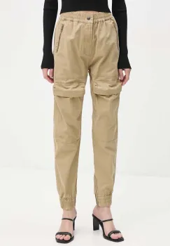 Diesel pantaloni P-RIDE femei, culoarea bej, high waist, A14539.0SKAM imagine