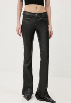 Diesel pantaloni P-STELLAR-Q1 TROUSERS femei, culoarea negru, evazati, medium waist, A16701.0IKAR imagine