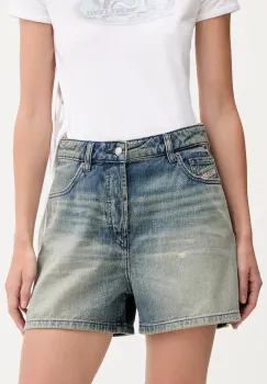 Diesel pantaloni scurti jeans DE-JIRO SHORTS uni, high waist, A19060.0DBEC imagine