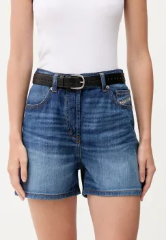 Diesel pantaloni scurti jeans DE-JIRO SHORTS uni, high waist, A19060.0DBEL imagine