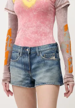 Diesel pantaloni scurti jeans DE-YUBA SHORTS femei, uni, medium waist, A12764.0GRDS imagine