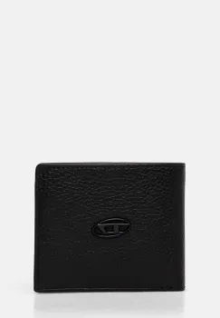 Diesel portofel de piele BI FOLD COIN S barbati, culoarea negru, X08844.P0685 imagine