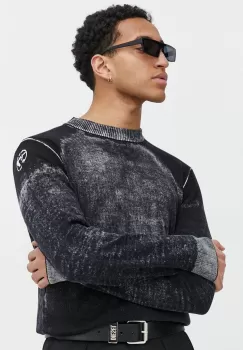 Diesel pulover de bumbac culoarea negru, light imagine