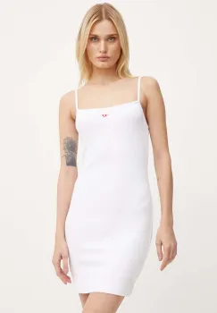 Diesel rochie D-MOKKY-LS-MICRODIV culoarea alb, mini, mulata, A14956.0EJAI imagine