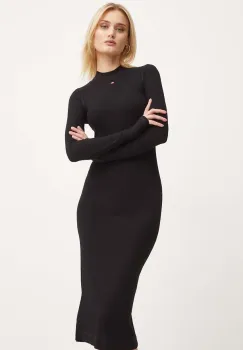 Diesel rochie D-MOKKY-LS-MICRODIV culoarea negru, midi, mulata, A14954.0BLAN imagine