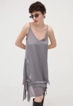 Diesel rochie D-UCHI culoarea gri, midi, drept, A12724.0EPAB imagine