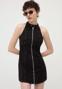 Diesel rochie jeans DE-LULU culoarea negru, mini, mulata, A12766.09I35 imagine