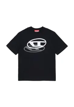 Diesel tricou de bumbac pentru copii TVALE OVER T-SHIRT culoarea negru, cu imprimeu, J02601 imagine