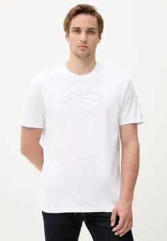 Diesel tricou din bumbac T-ADJUST-BIGOVAL culoarea alb, cu imprimeu, A17402.0NJBM imagine