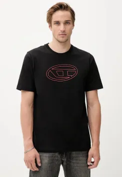 Diesel tricou din bumbac T-ADJUST-BIGOVAL culoarea negru, cu imprimeu, A17402.0NJBM imagine