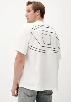 Diesel tricou din bumbac T-BOGGY-MEGOVAL-D culoarea alb, cu imprimeu, A11302.0HGAM imagine
