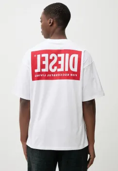 Diesel tricou din bumbac T-BOXT-BISK culoarea alb, cu imprimeu, A20036.0EPCA imagine