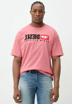 Diesel tricou din bumbac T-BOXT-DIV barbati, culoarea portocaliu, cu imprimeu, A14943.0GRAI imagine