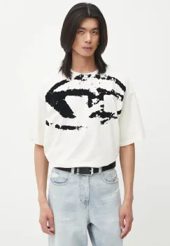 Diesel tricou din bumbac T-BOXT-N14 culoarea bej, modelator, A13049.0DQAU imagine