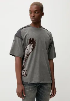 Diesel tricou din bumbac T-BOXT-PEELOFF culoarea gri, cu imprimeu, A19321.0KIBX imagine