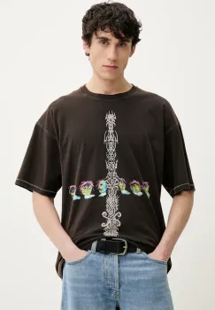 Diesel tricou din bumbac T-BOXT-R4 T-SHIRT barbati, culoarea maro, cu imprimeu, A16208.0DRAM imagine