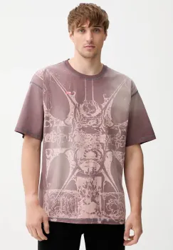 Diesel tricou din bumbac T-BOXT-T13 culoarea maro, cu imprimeu, A19314.0KIBW imagine
