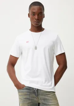 Diesel tricou din bumbac T-MIEGOR-K77 barbati, culoarea alb, cu imprimeu, A14819.0SKAF imagine