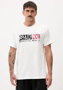 Diesel tricou din bumbac T-NORM-T6 culoarea alb, cu imprimeu, A19436.0PLAT imagine