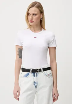 Diesel tricou din bumbac T-UNCUTIE-LONG-D T-SHIRT femei, culoarea alb, A14962.0GRAI imagine