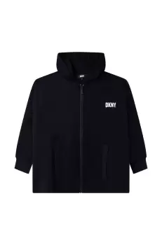 Dkny bluza copii culoarea negru, cu gluga, cu imprimeu imagine