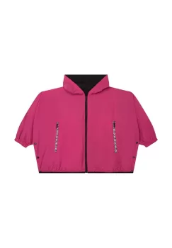Dkny bluza cu doua fete copii culoarea negru, cu gluga, neted imagine