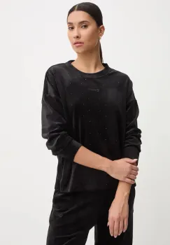 Dkny bluza din velur culoarea negru, cu imprimeu, DP4T1061 imagine