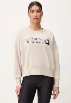 Dkny bluza femei, culoarea bej, cu imprimeu, DP4T1071 imagine