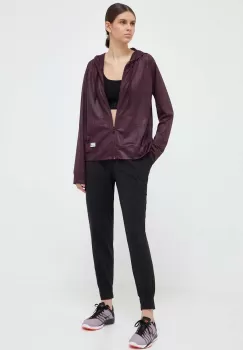 Dkny bluza femei, culoarea bordo, cu gluga, neted imagine
