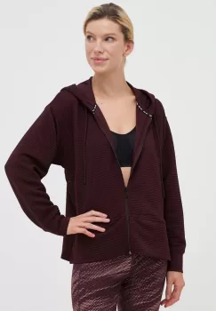 Dkny bluza femei, culoarea bordo, cu gluga, neted imagine