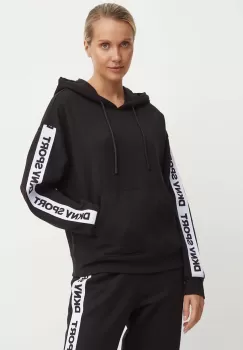 Dkny bluza femei, culoarea negru, cu gluga, cu imprimeu, DP4T9950 imagine
