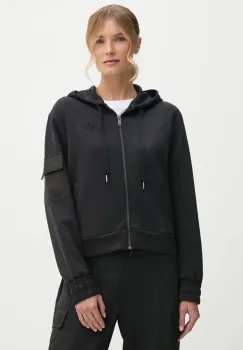 Dkny bluza femei, culoarea negru, cu gluga, neted, P4ME6XQC imagine