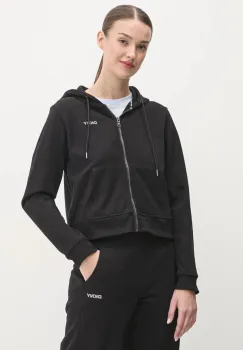 Dkny bluza femei, culoarea negru, cu gluga, uni, DP5J9508 imagine