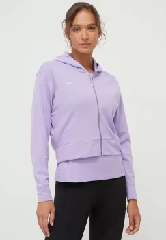 Dkny bluza femei, culoarea violet, cu gluga, neted imagine