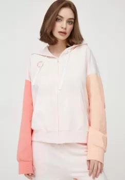 Dkny bluza lounge culoarea roz, cu gluga, neted imagine