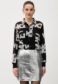 Dkny camasa culoarea negru, cu guler clasic, relaxed, P4RA6FXZ imagine