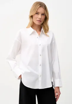 Dkny camasa din bumbac culoarea alb, cu guler clasic, regular, DJ6W2171 imagine