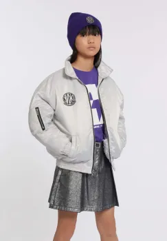 Dkny geaca bomber pentru copii culoarea gri, D60235 imagine