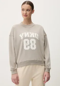 Dkny hanorac de bumbac femei, culoarea bej, cu imprimeu, DP5T1230 imagine