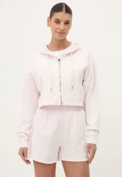 Dkny hanorac de bumbac femei, culoarea roz, cu gluga, uni, DP5J9578 imagine