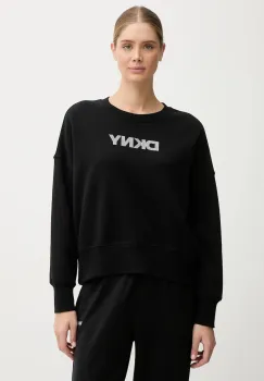 Dkny hanorac de bumbac LOGO TERRY culoarea negru, cu imprimeu, DP5T1370 imagine