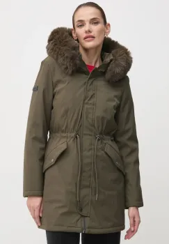 Dkny hanorac femei, culoarea verde, de iarna, DLEMPT22 imagine