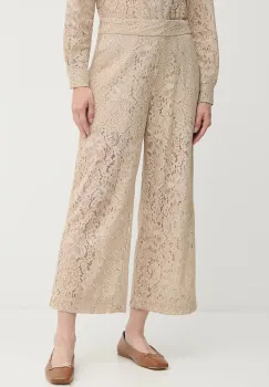 Dkny pantaloni culoarea bej, drept, high waist, DJ5P3081 imagine